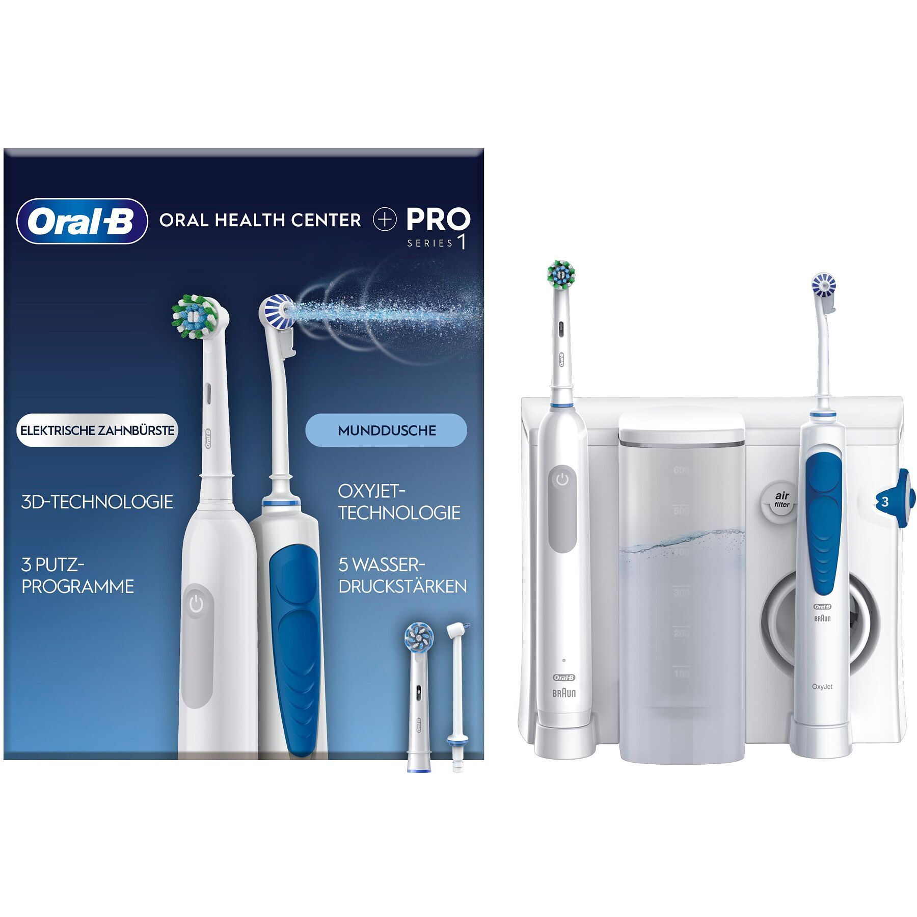 Oral-B Center OxyJet Reinigungssystem - Munddusche + Oral-B Pro 1
