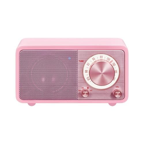 Sangean Genuine mini WR-7 rosa tragbares Retro-Tischradio mit Bluetooth