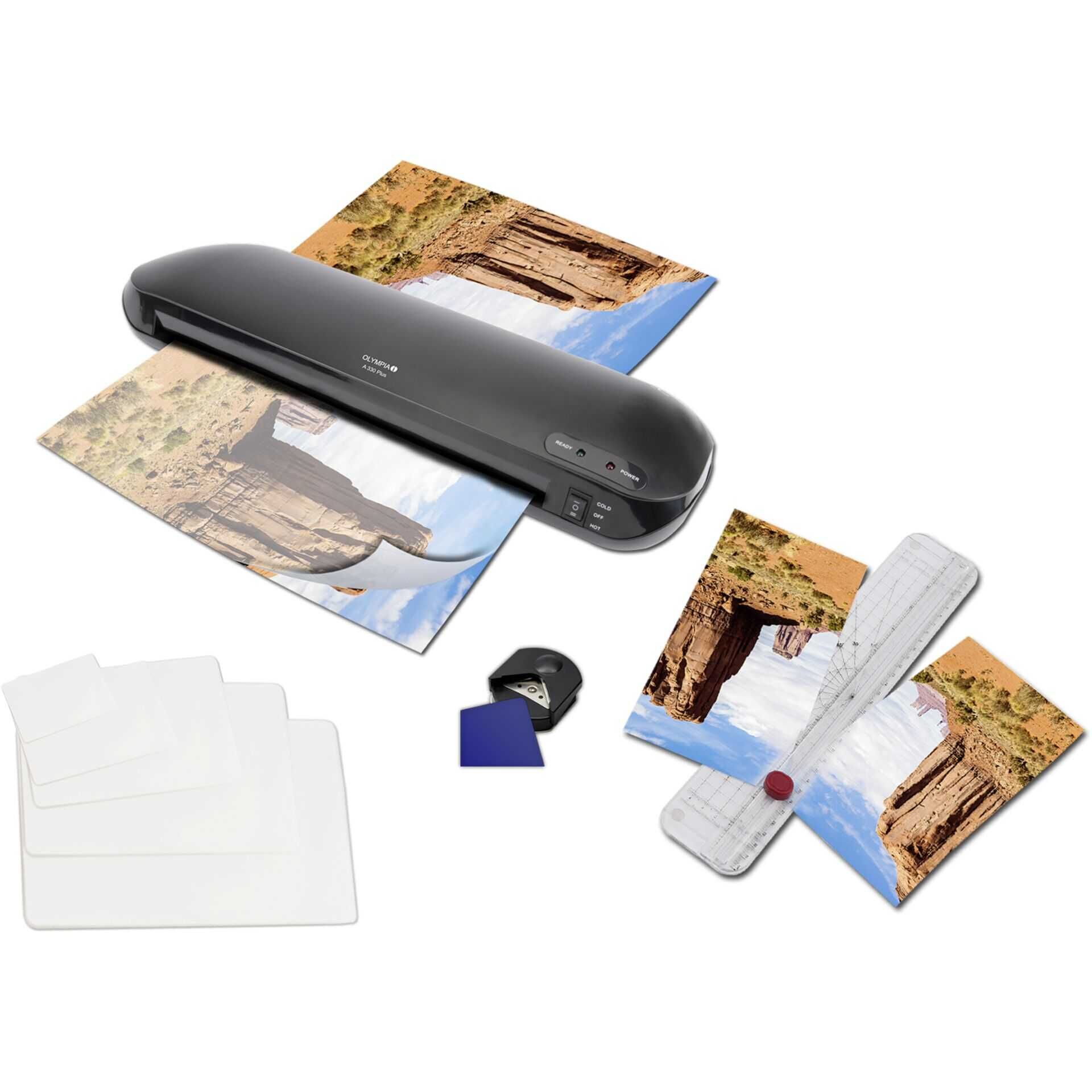 Olympia 4 in 1 Set with Laminator A 330 Plus - Laminator - Heiß- oder Kaltlaminierer - Beutel - 33 cm - mit Olympia Trimmer und Eckenabrunder