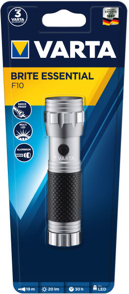 VARTA Taschenlampe BriteEssential F10 LED LW:19m 20lm (o.Batt.3AA) 15608201401