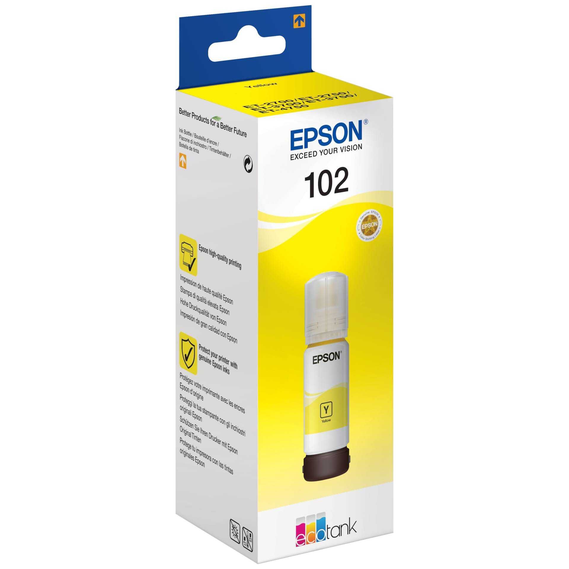 Epson 102 - 70 ml - Gelb - Original - Tintenbehälter - für EcoTank ET-15000, 2700, 2750, 2751, 2756, 3700, 3750, 4750; Expression ET-2700, 2750, 3700