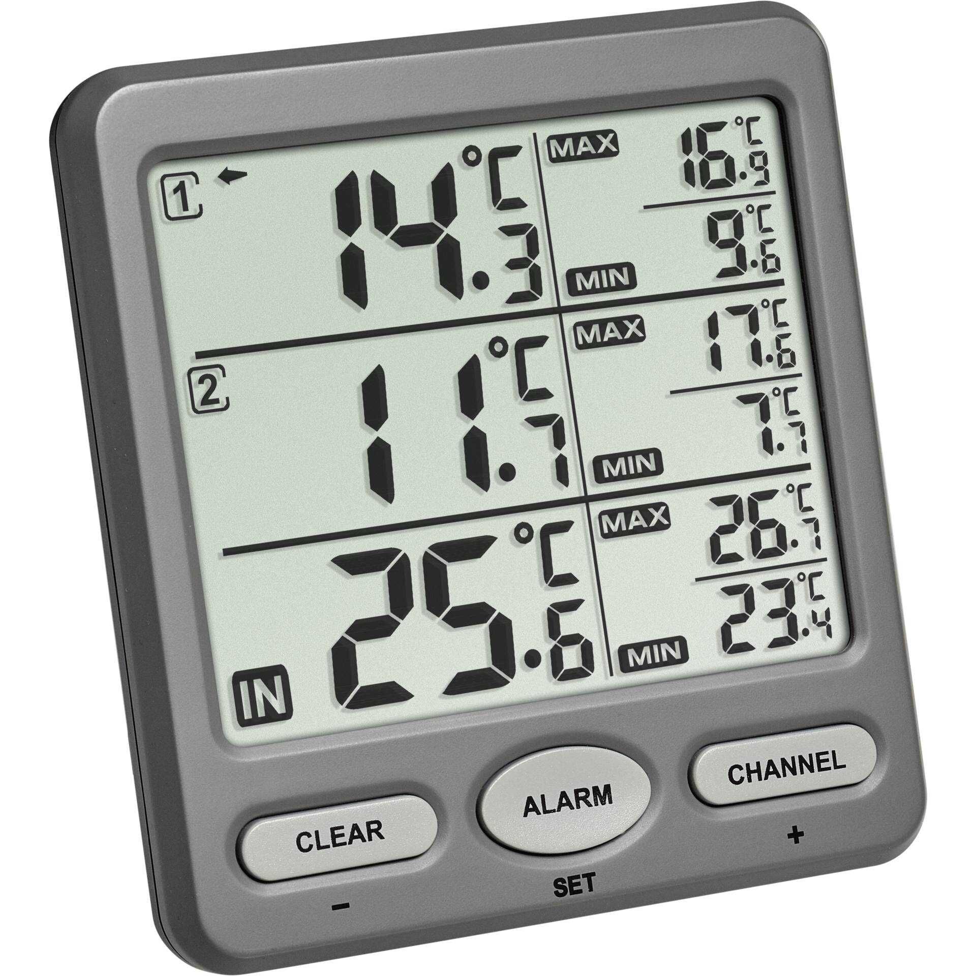 TFA Trio - Thermometer - digital - kabellos - Grau