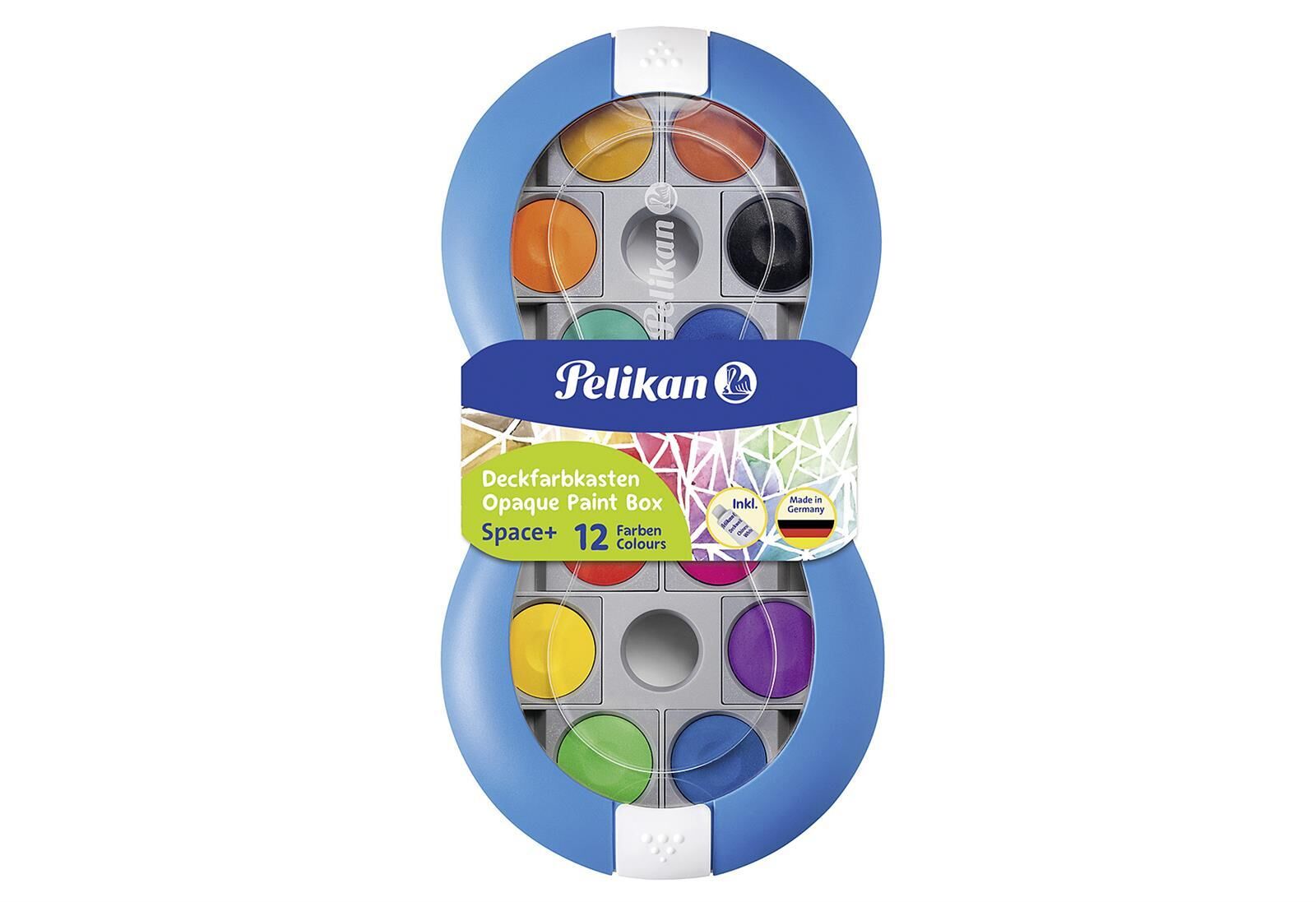 PELIKAN Farbkasten Space  blau 12 Farben   Deckweiß