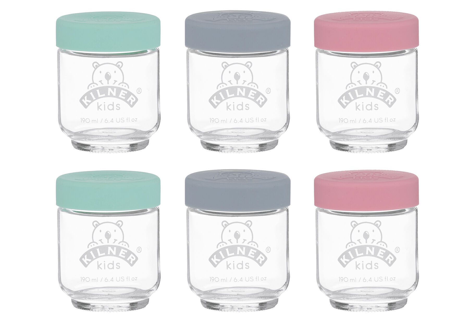 KILNER Babyglas 190ml mit Silikonverschluss 6er Set
