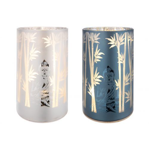GILDE Glas LED-Leuchter "Buddha" 40386
