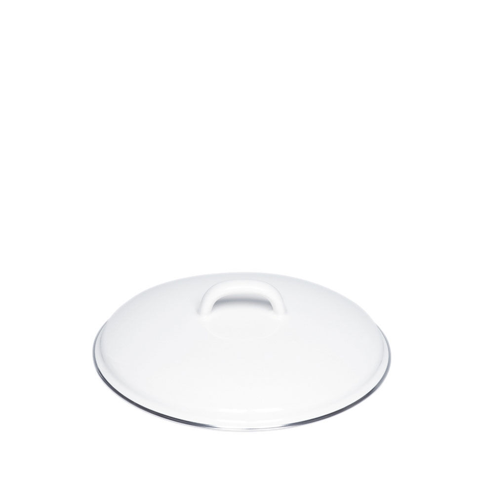 Riess Deckel mit Chromrand Ø22cm Emaille Classic Weiss