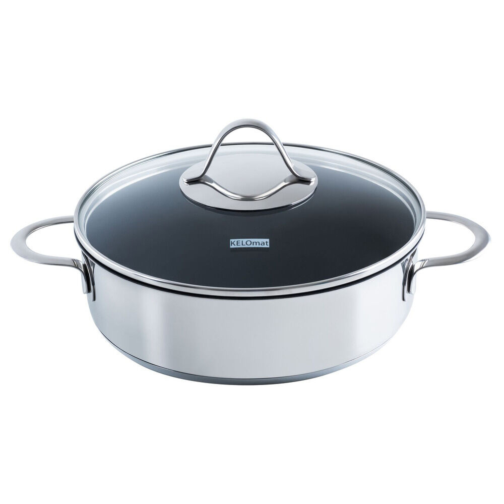 Kelomat Schmorpfanne Perfekt mit Deckel Ø24 cm Edelstahl Backofenpfanne