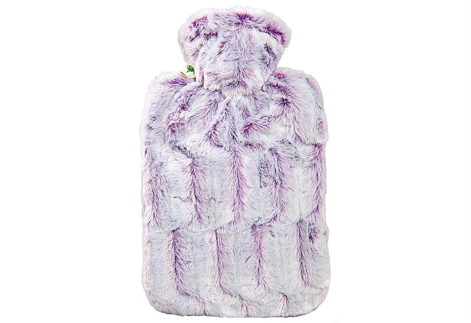 HUGO FROSCH Wärmflasche Klassik Hochflor-Flauschbezug 1,8 Liter lila/silber melange