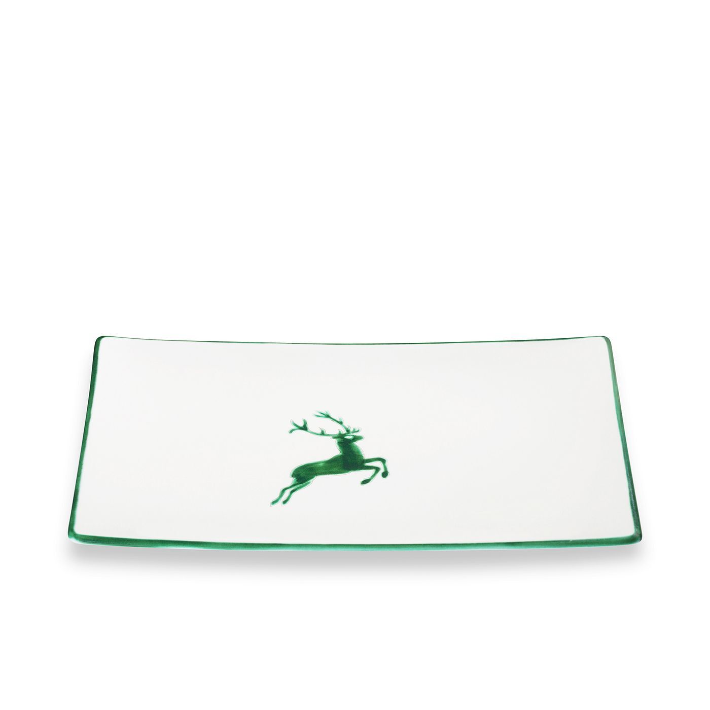 Gmundner Keramik Grüner Hirsch  Platte rechteckig (30x20cm)