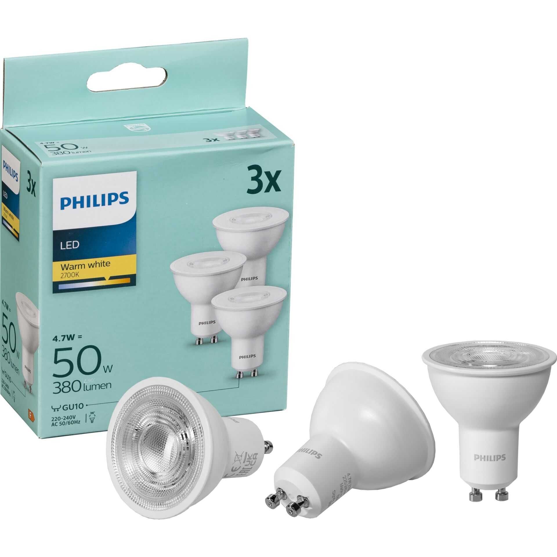 Philips LED Strahler GU10 WW 3er Set 50W 2700K
