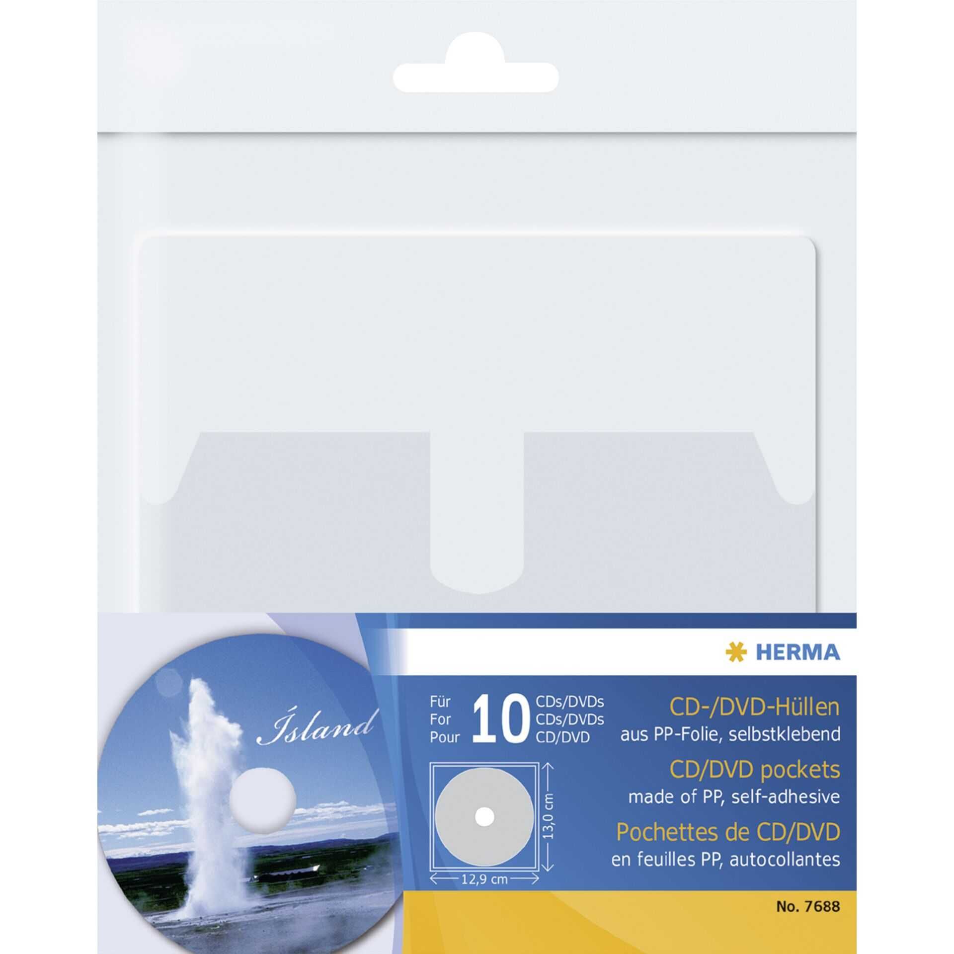 HERMA - CD/DVD-Hülle - Kapazität: 1 CD/DVD - durchsichtig (Packung mit 10)