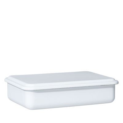 Riess Vorratsbehälter mit Deckel medium niedrig 23x15x5cm Weiss Emaille