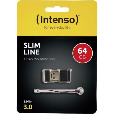 Intenso Slim Line - USB-Flash-Laufwerk - 64 GB - USB 3.0 - Schwarz